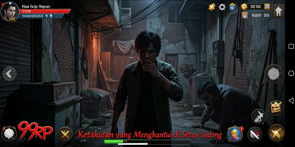 Tampilan gameplay 99RP yang menegangkan dan menyeramkan.