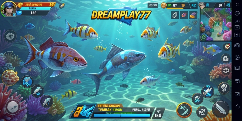 Tampilan seru gameplay Tembak Ikan yang memikat.