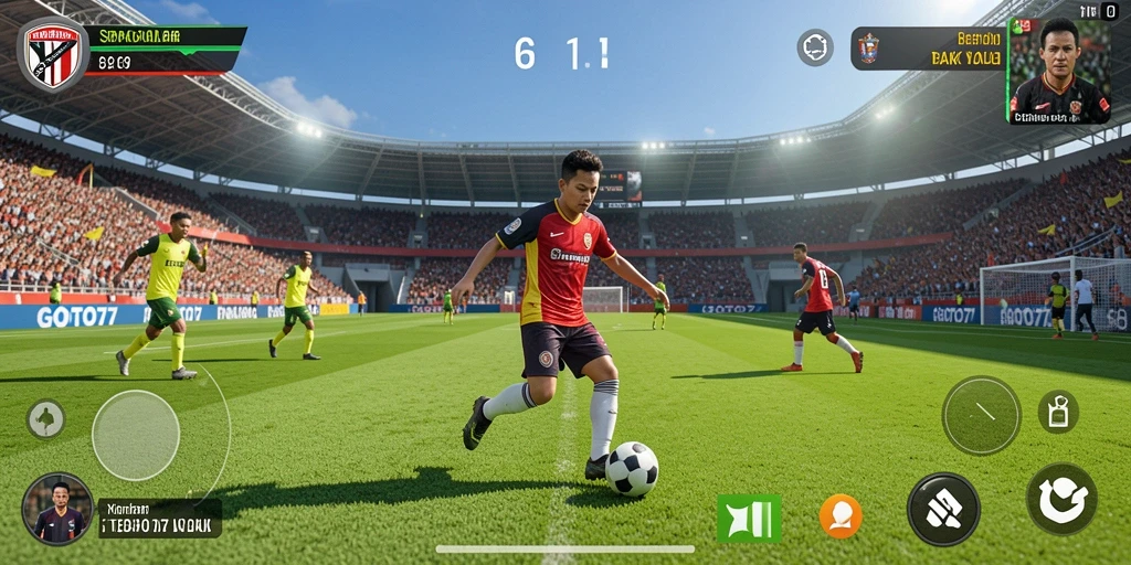 Screenshot gameplay GOTO77 yang menampilkan aksi seru sepak bola.