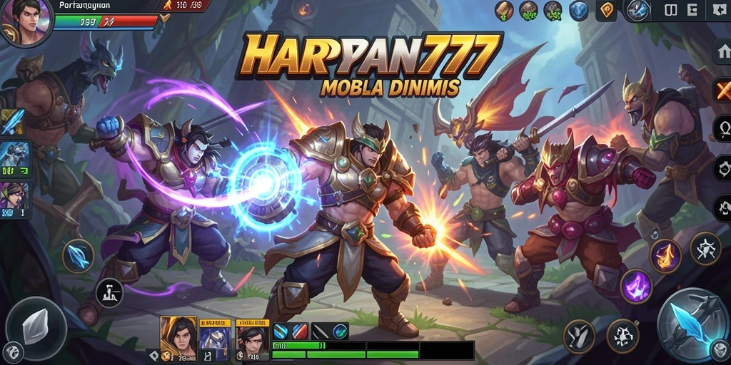 Menampilkan aksi seru dalam permainan MOBA HARAPAN777.