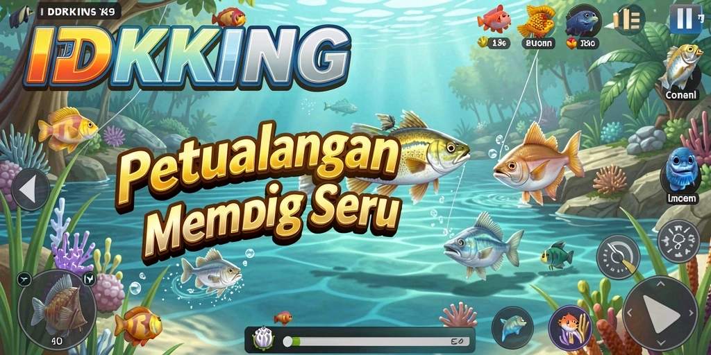 Tampilan gameplay IDRKING dengan aktivitas memancing yang menyenangkan.
