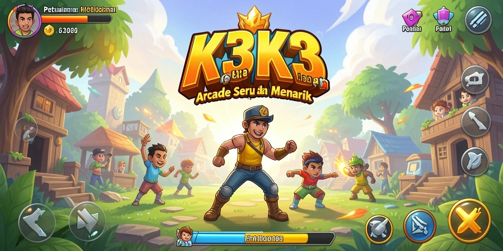 Tampilan gameplay seru K3K3 dengan berbagai rintangan menarik.