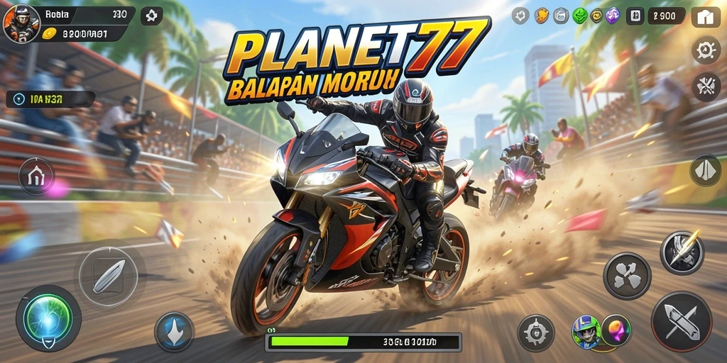 Gameplay seru balapan motor di PLANET77.