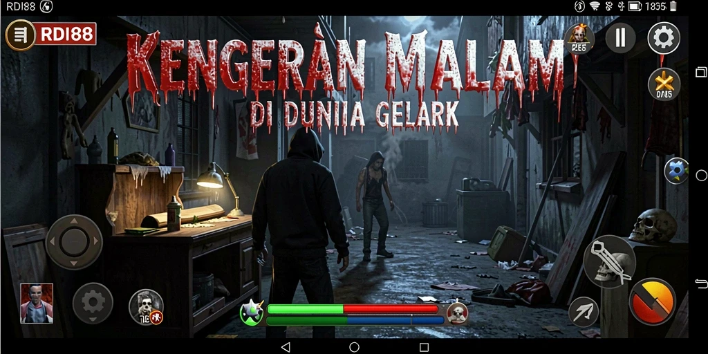 Tampilan gameplay RDI88 dengan suasana horor yang mencekam.