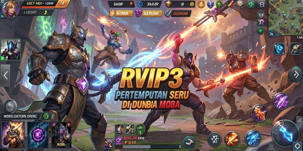Gameplay seru RVIP3 dalam pertempuran MOBA.
