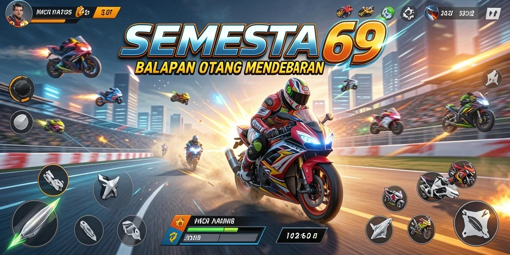 Menampilkan aksi balapan motor mendebarkan dalam SEMESTA69.