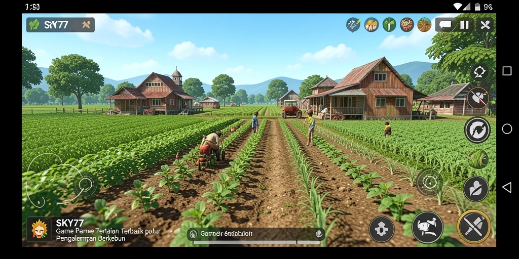 Screenshot menunjukkan gameplay seru dalam pertanian di SKY77.