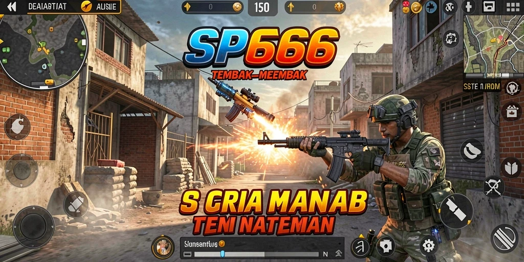Tampilan gameplay SP666 dengan aksi tembak-menembak yang intens.
