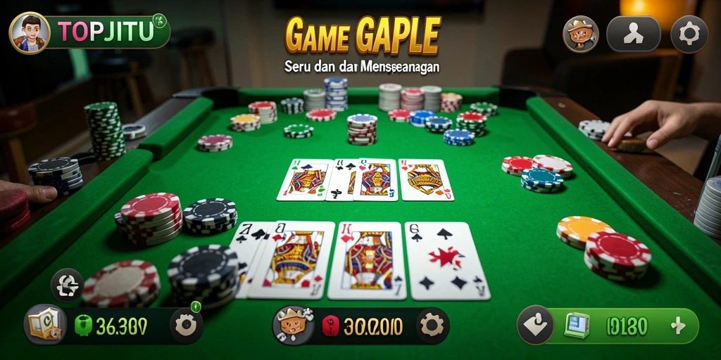 Tangkapan layar permainan Gaple yang menarik dan interaktif dalam TOPJITU.