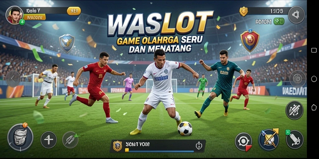Tampilan gameplay <strong>WASLOT</strong> yang menampilkan aksi seru di lapangan olahraga.